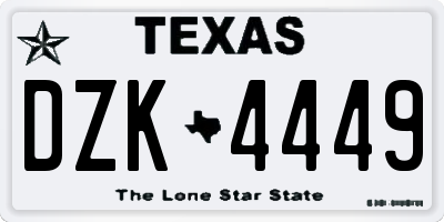 TX license plate DZK4449