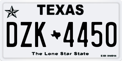 TX license plate DZK4450