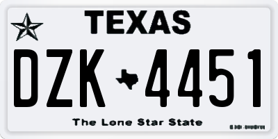 TX license plate DZK4451