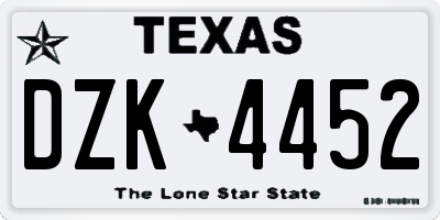TX license plate DZK4452