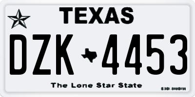 TX license plate DZK4453