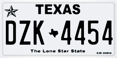 TX license plate DZK4454