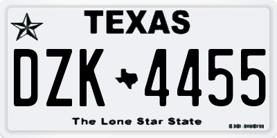 TX license plate DZK4455