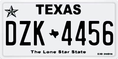 TX license plate DZK4456