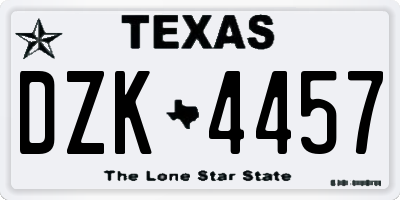 TX license plate DZK4457