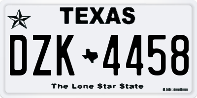 TX license plate DZK4458