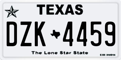 TX license plate DZK4459