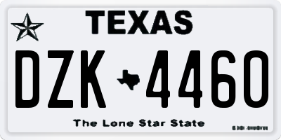 TX license plate DZK4460