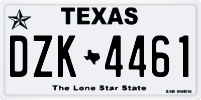 TX license plate DZK4461