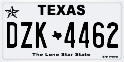 TX license plate DZK4462