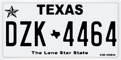 TX license plate DZK4464