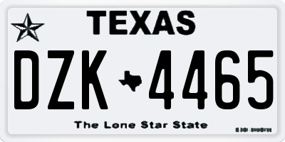 TX license plate DZK4465