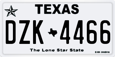 TX license plate DZK4466