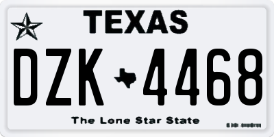 TX license plate DZK4468