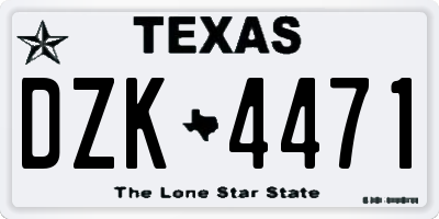TX license plate DZK4471