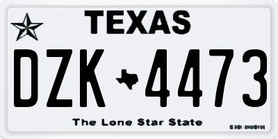 TX license plate DZK4473