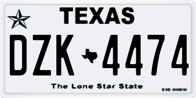 TX license plate DZK4474