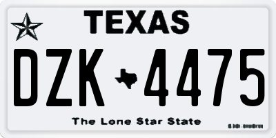 TX license plate DZK4475