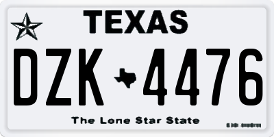 TX license plate DZK4476