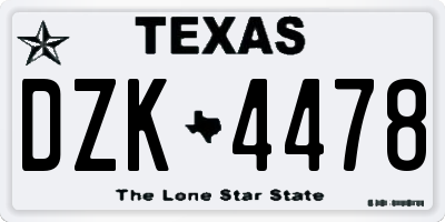 TX license plate DZK4478