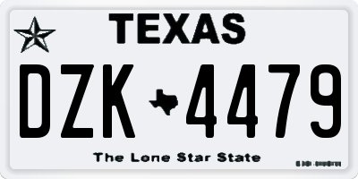 TX license plate DZK4479
