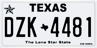 TX license plate DZK4481