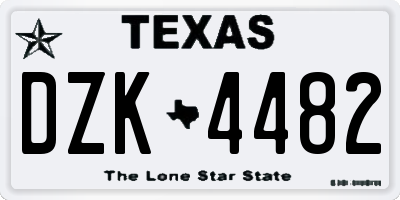 TX license plate DZK4482