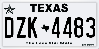 TX license plate DZK4483
