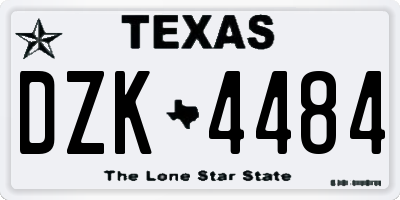 TX license plate DZK4484