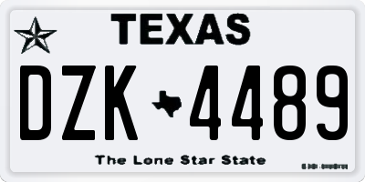 TX license plate DZK4489