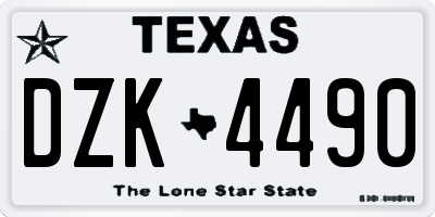 TX license plate DZK4490