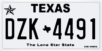 TX license plate DZK4491