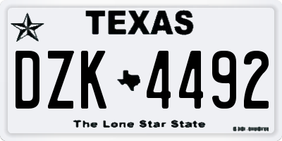 TX license plate DZK4492