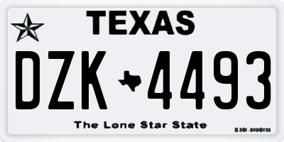 TX license plate DZK4493
