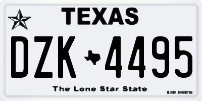 TX license plate DZK4495