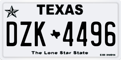 TX license plate DZK4496