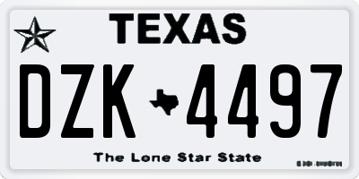 TX license plate DZK4497