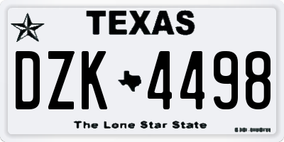 TX license plate DZK4498