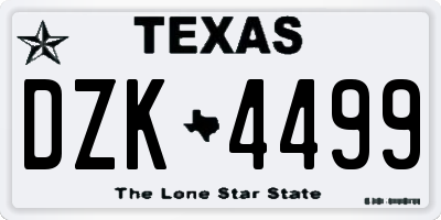 TX license plate DZK4499
