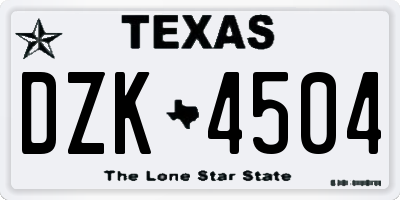 TX license plate DZK4504