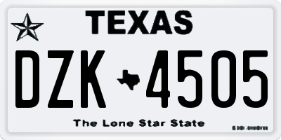 TX license plate DZK4505
