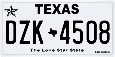 TX license plate DZK4508