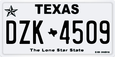 TX license plate DZK4509