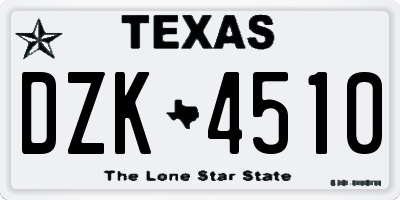 TX license plate DZK4510