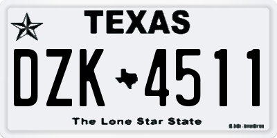TX license plate DZK4511