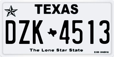 TX license plate DZK4513