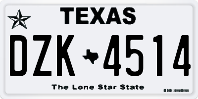 TX license plate DZK4514