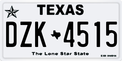 TX license plate DZK4515