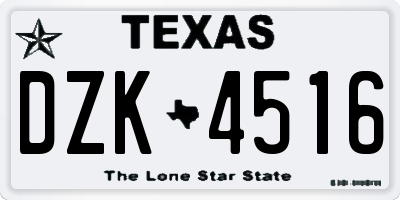 TX license plate DZK4516