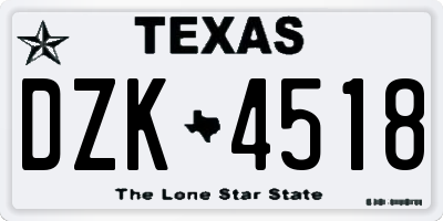 TX license plate DZK4518